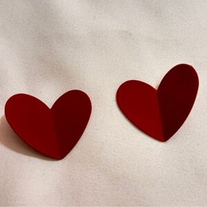 Red Heart Shaped Stud Earrings